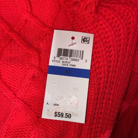 American Rag Juniors Tunic Cable Knit Sweater Diva Pink M L XL XXL 9HS27 - Picture 11 of 12